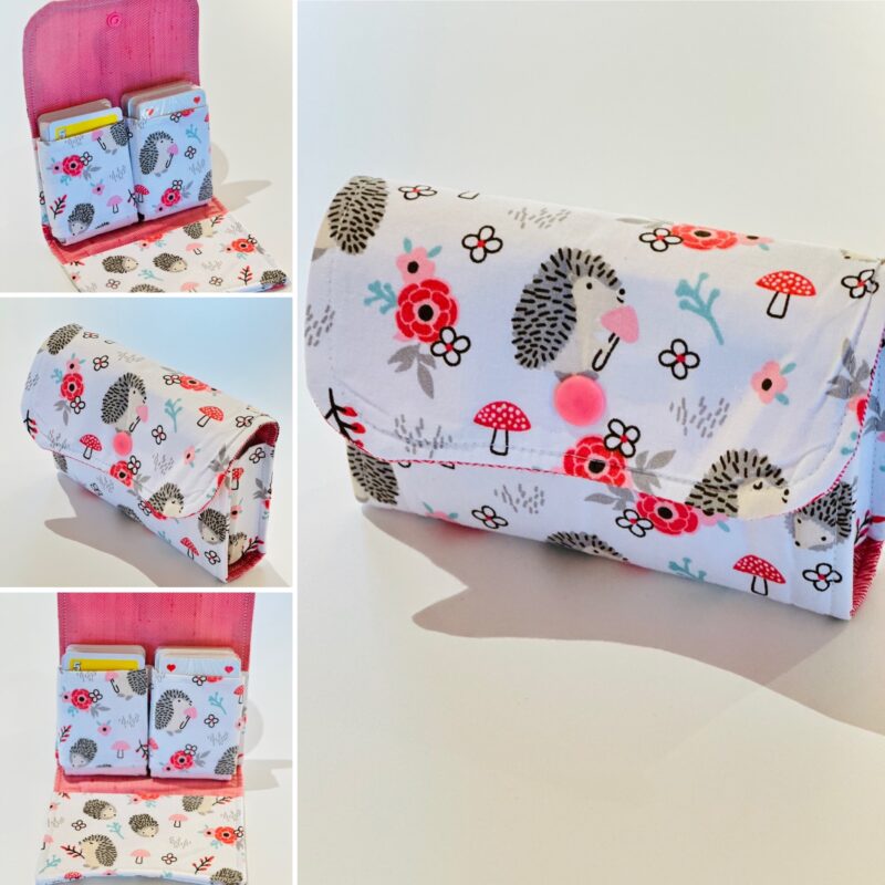 Spielkarten Etui Igel rosa