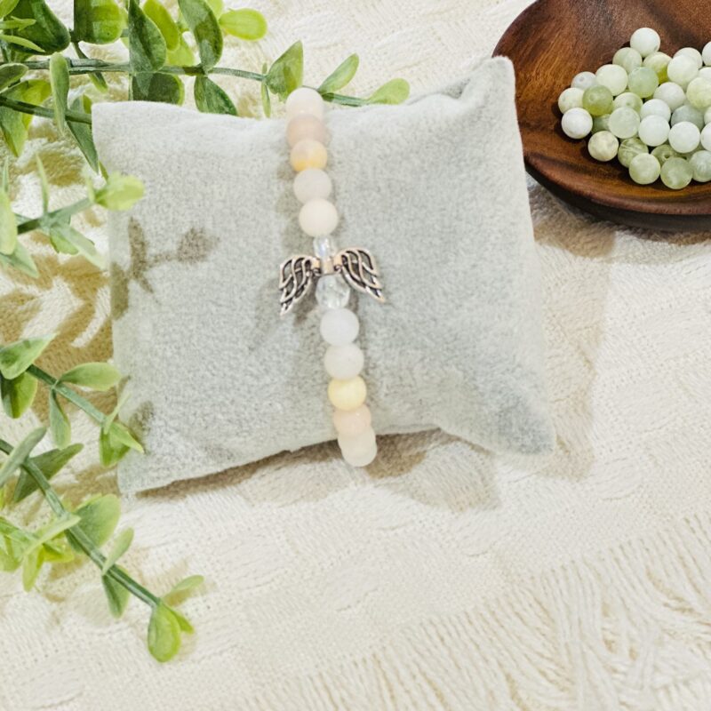 Schutzengel Armband aus matt rosa Aventurin