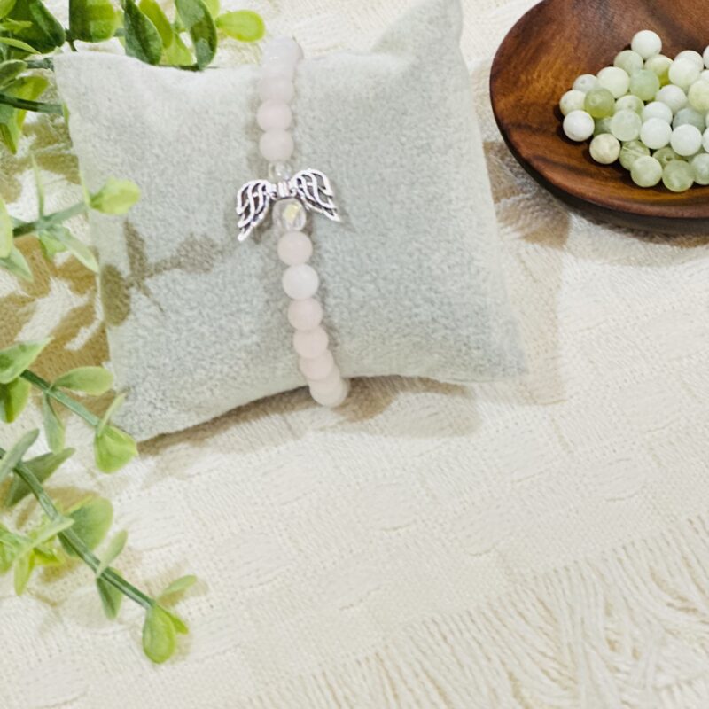 Schutzengel Armband aus Rosenquarz